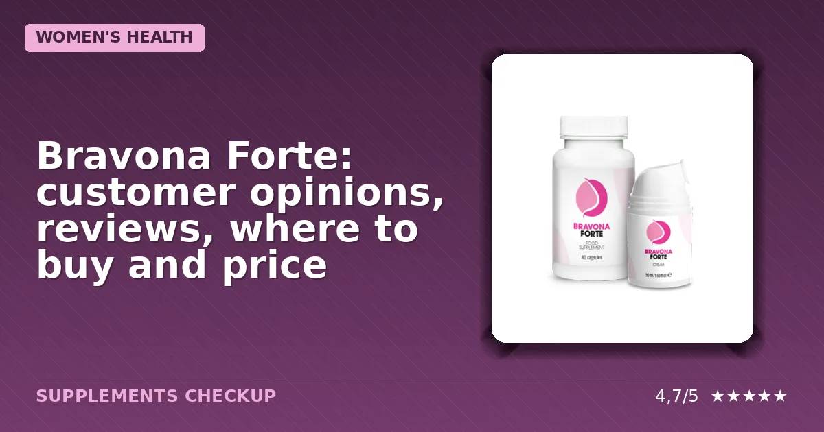 Bravona Forte breast enlargement kit packaging including supplement bottle and cream tube