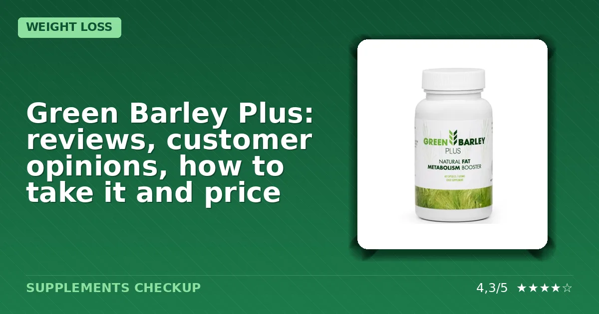 Green Barley Plus supplement bottle with label