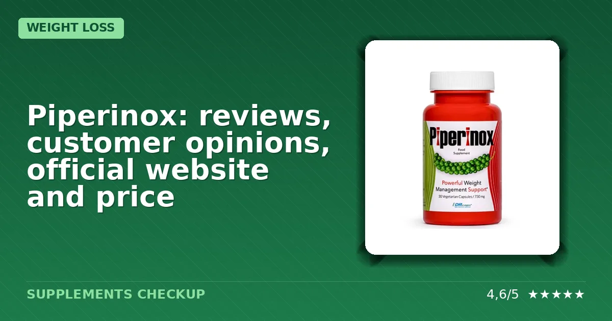 Piperinox dietary supplement bottle packaging